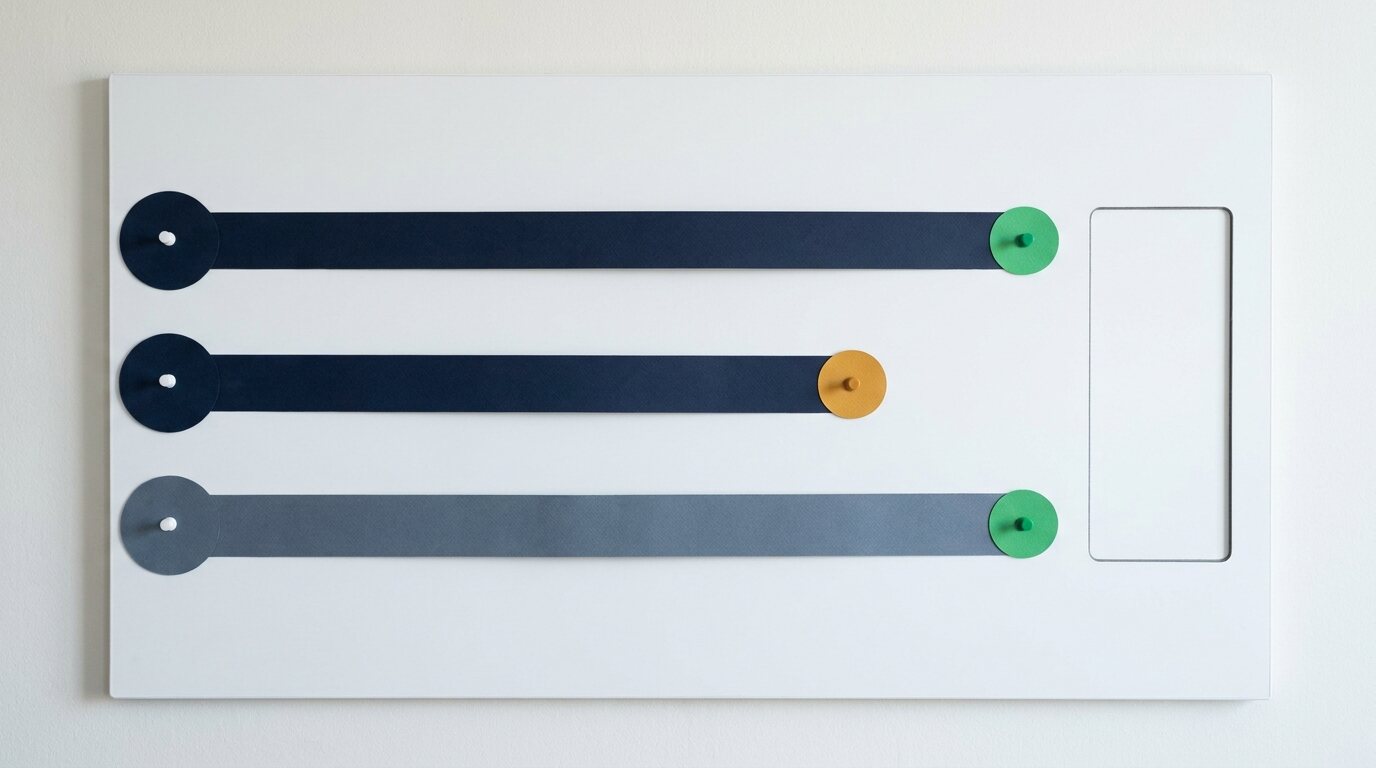Three shift timelines with one clearly isolated end-time variance